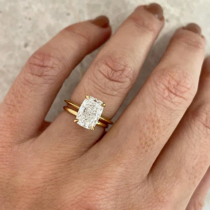 2.60 CT Cushion Lab Grown Diamond Engagement Ring | Hidden Halo Ring | IGI Certified 