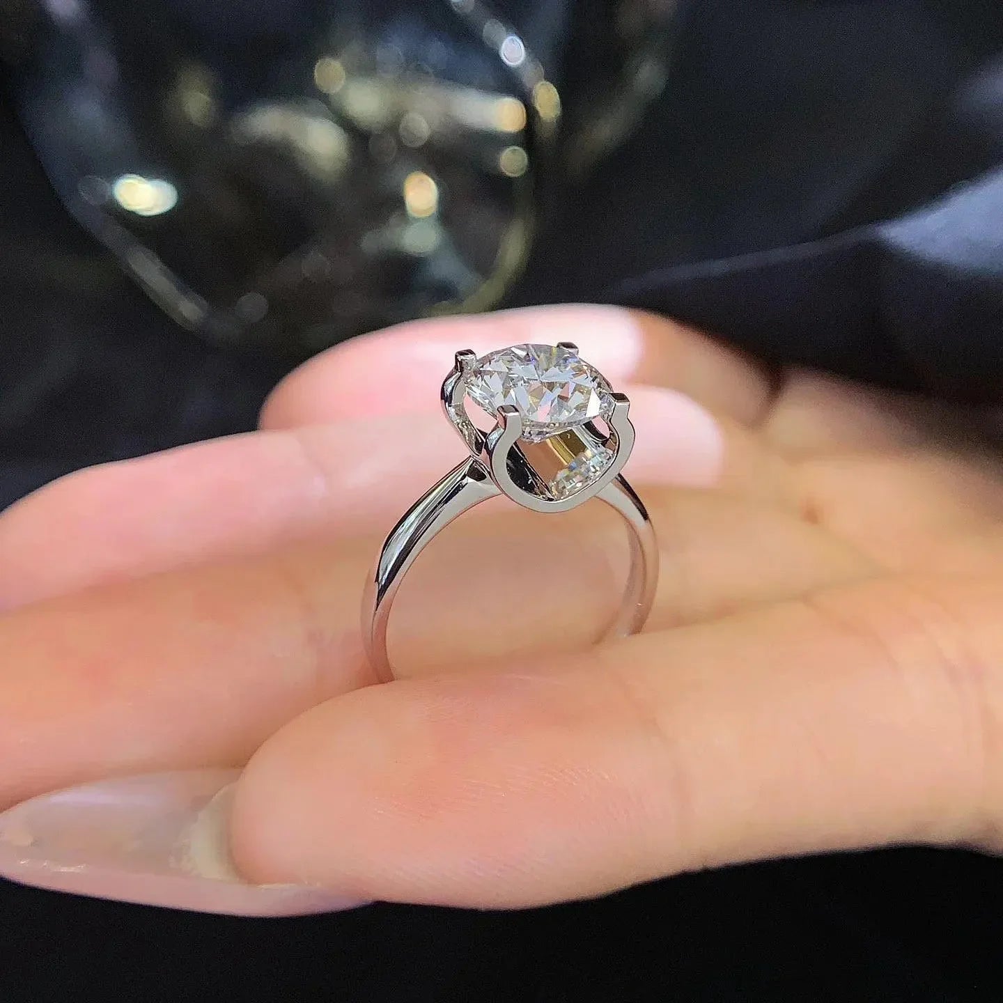 Round 2.60 CT lab grown diamond engagement ring featuring halo setting, IGI certified brilliance, bridal diamond ring, luxury fine jewelry piece
