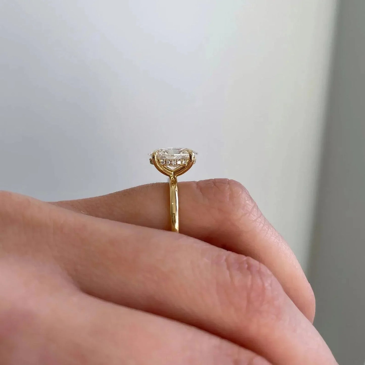 2.60 TCW Oval Lab Grown Diamond Engagement Ring | Solitaire Design with Hidden Halo | IGI Certified 