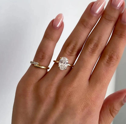 2.60 TCW Oval Lab Grown Diamond Engagement Ring | Solitaire Design with Hidden Halo | IGI Certified 