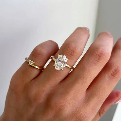 2.60 TCW Oval Lab Grown Diamond Engagement Ring | Solitaire Design with Hidden Halo | IGI Certified 