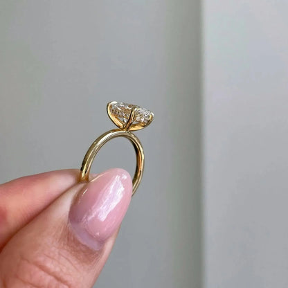 2.60 TCW Oval Lab Grown Diamond Engagement Ring | Solitaire Design with Hidden Halo | IGI Certified 
