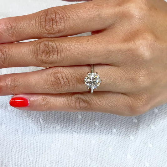 2.60 TCW round lab grown diamond engagement ring IGI certified solitaire setting bridal ring luxury sustainable diamond fine jewelry wedding ring