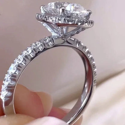IGI certified cushion 2.6ct lab grown diamond engagement ring halo pavé band setting bridal luxury sustainable fine jewelry wedding ring design