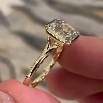 2.70 CT Asscher Lab Grown Diamond Engagement Ring | Split Bezel Setting | IGI Certified 