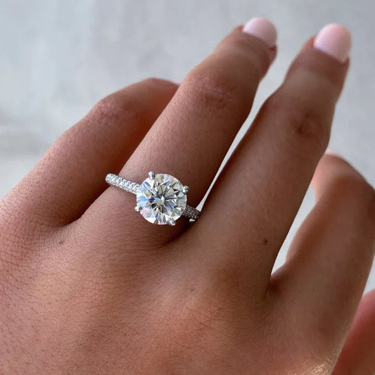 IGI certified 2.70 TCW lab grown diamond engagement ring 1.50 CT round center triple pavé halo bridal luxury fine jewelry wedding ring