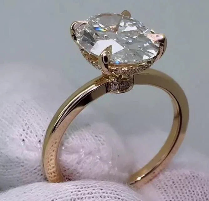 IGI certified lab grown diamond engagement ring 2.70 TCW triple pavé halo design bridal luxury sustainable fine jewelry wedding ring piece