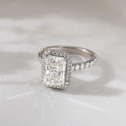 Radiant lab grown diamond engagement ring 2.560 CT with cathedral halo IGI certified bridal ring luxury fine jewelry wedding ring design