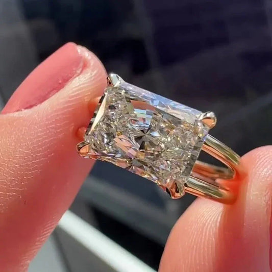 2.70 TCW radiant lab grown diamond engagement ring IGI certified east-west setting bridal ring luxury sustainable fine jewelry
