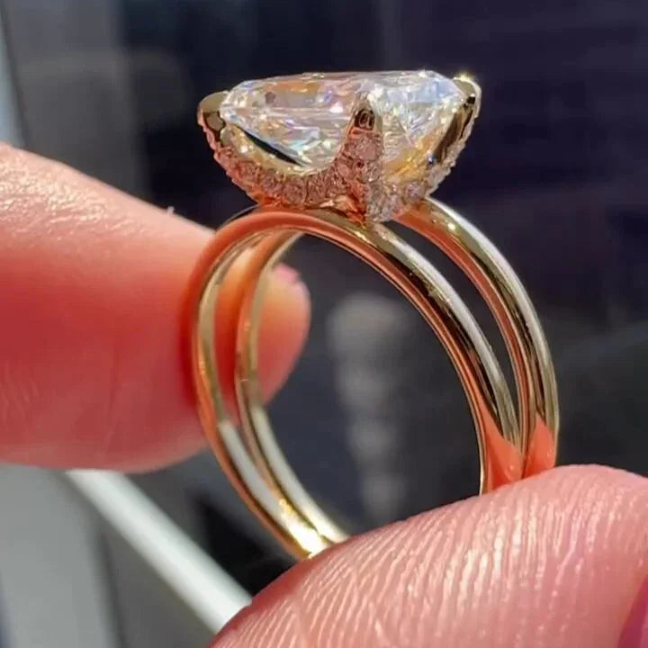 IGI certified radiant 2.70 TCW lab grown diamond engagement ring east-west bridal ring luxury sustainable fine jewelry wedding ring