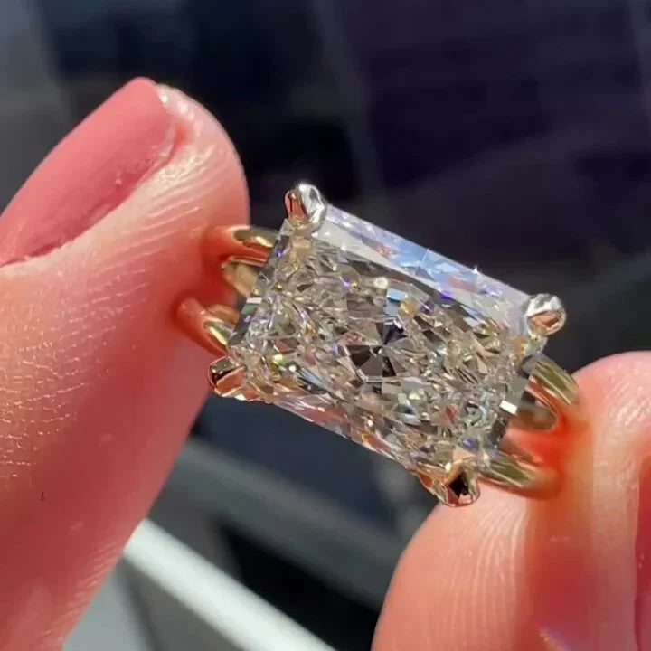 2.70 TCW Radiant Lab Grown Diamond Engagement Ring | East-West Design | IGI Certified 