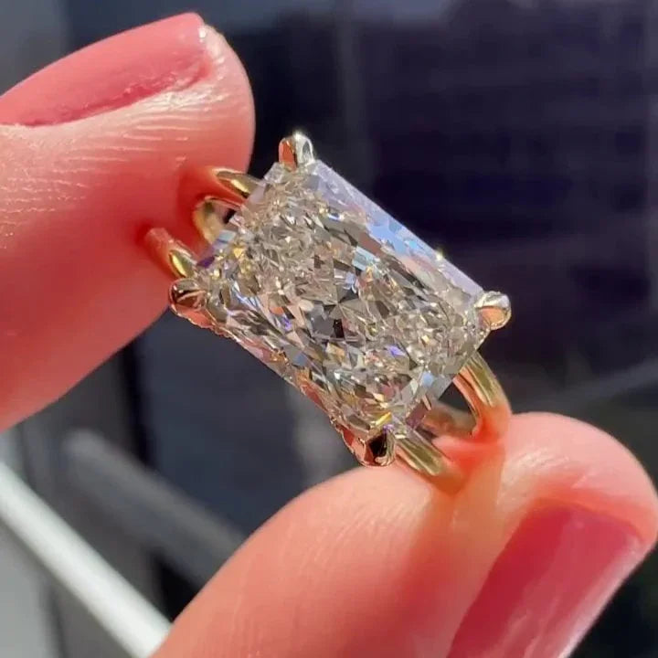 IGI certified 2.70 TCW radiant lab grown diamond engagement ring east-west design bridal luxury sustainable fine jewelry wedding ring