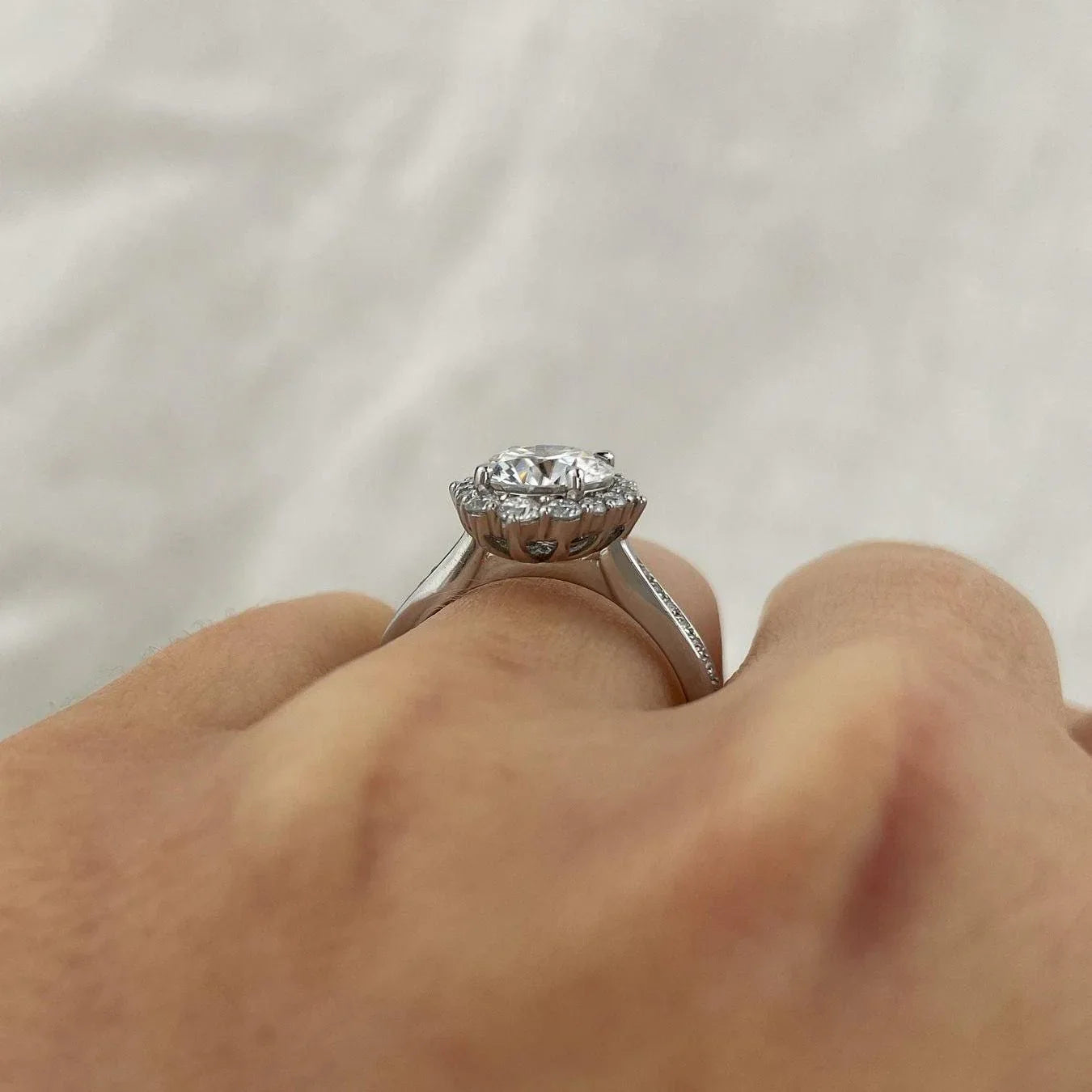 IGI certified round 2.70 TCW lab grown diamond engagement ring halo bridal ring luxury sustainable fine jewelry wedding ring