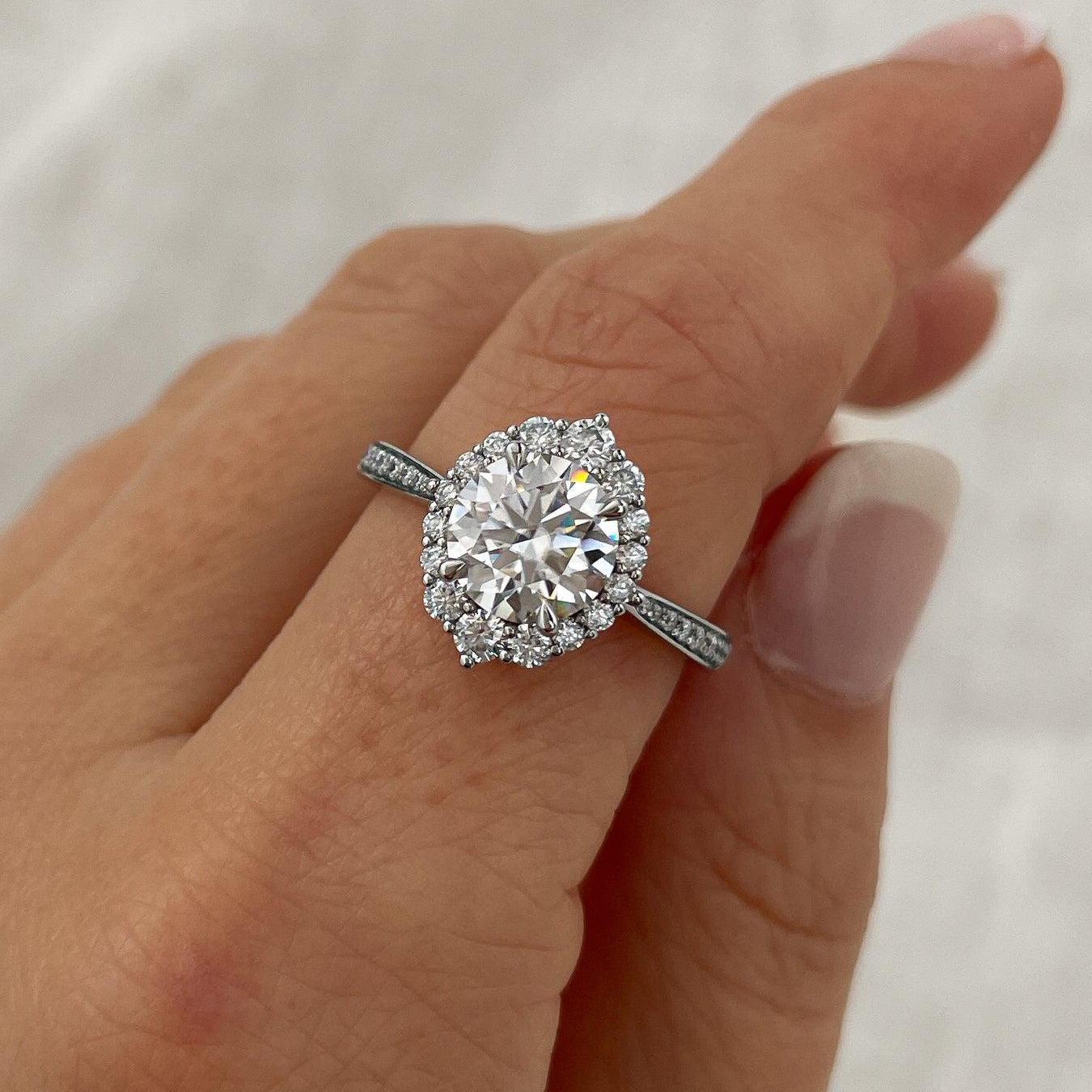 2.70 TCW Round Lab Grown Diamond Engagement Ring | Halo Ring | IGI Certified 