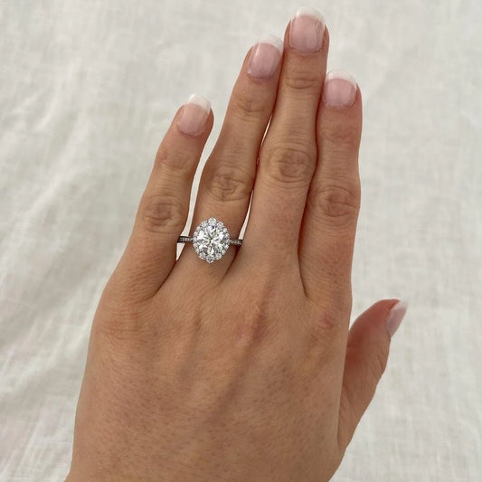IGI certified 2.70 TCW round lab grown diamond engagement ring halo design bridal luxury sustainable fine jewelry wedding ring