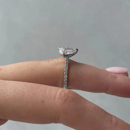 Pear and marquise lab grown diamond engagement ring 2.80 TCW Toi Et Moi IGI certified bridal luxury sustainable fine jewelry ring