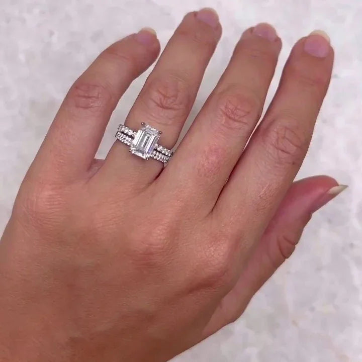 IGI certified emerald 2.80TCW lab grown diamond engagement ring pavé solitaire bridal luxury sustainable fine jewelry wedding ring