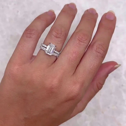 IGI certified emerald 2.80TCW lab grown diamond engagement ring pavé solitaire bridal luxury sustainable fine jewelry wedding ring