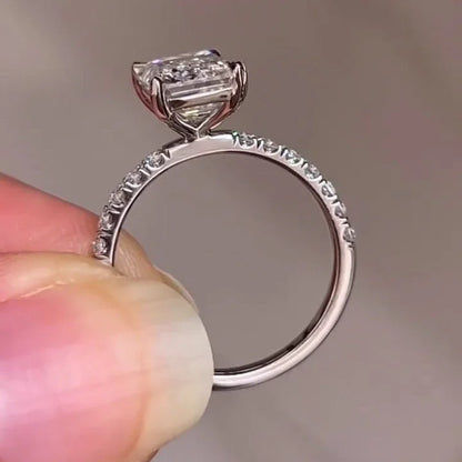 2.80TCW IGI certified emerald lab grown diamond engagement ring pavé solitaire setting bridal ring luxury sustainable diamond jewelry