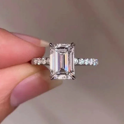 2.80TCW Emerald Lab Grown Diamond Engagement Ring | Pave Solitaire Setting | IGI Certified 
