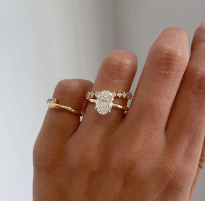 2.80TCW Oval Lab Grown Diamond Engagement Ring | Double Band Solitaire Setting | IGI Certified 