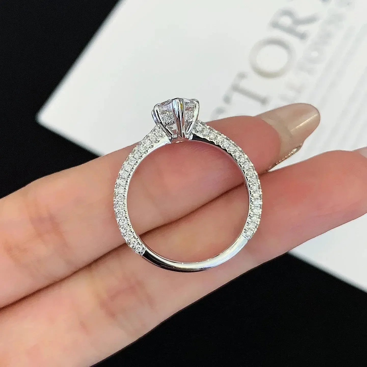 Pear lab grown diamond engagement ring 2.50 CT with pavé 5 prong solitaire IGI certified bridal sustainable fine jewelry