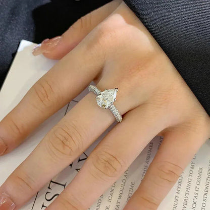2.80TCW Pear Lab Grown Diamond Engagement Ring | Pave 5 Prong Solitaire Setting | IGI Certified 