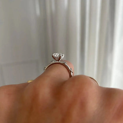 2.70 CT  IGI certified pear lab grown diamond ring featuring side stone setting, elegant engagement ring, luxury bridal wedding jewelry