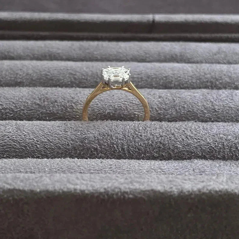 Elegant 2.90TCW fancy blue Asscher lab grown diamond ring with solitaire setting, IGI certified bridal anniversary jewelry