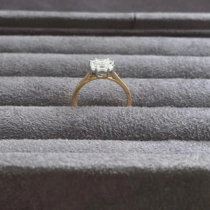 Elegant 2.90TCW fancy blue Asscher lab grown diamond ring with solitaire setting, IGI certified bridal anniversary jewelry