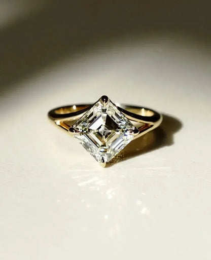 Asscher cut lab grown diamond engagement ring, IGI certified solitaire ring, classic bridal jewelry, elegant wedding ring, luxury promise ring