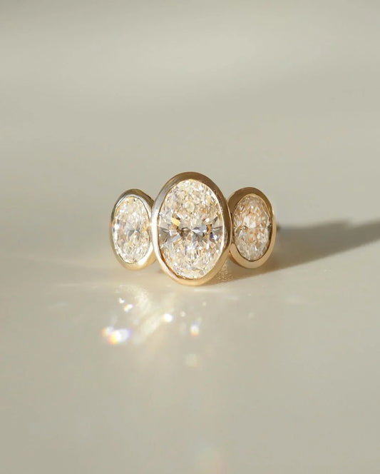Oval cut lab diamond engagement ring, full bezel solitaire ring, classic bridal jewelry, anniversary gift, promise ring for her, elegant wedding ring
