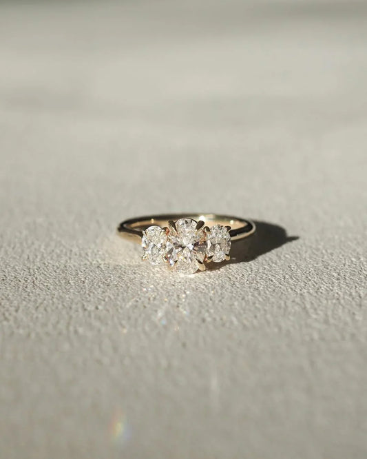 Oval three stone lab grown diamond ring, luxury engagement ring, wedding jewelry for women, anniversary gift, promise ring, bridal solitaire ring