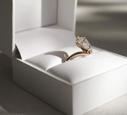 Luxury pear cut lab grown diamond ring, solitaire engagement ring, bridal wedding jewelry, anniversary and promise ring for women