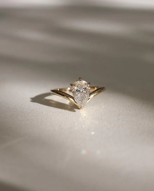 Pear cut lab grown diamond solitaire ring, luxury engagement ring, wedding jewelry for women, anniversary gift, promise ring for her