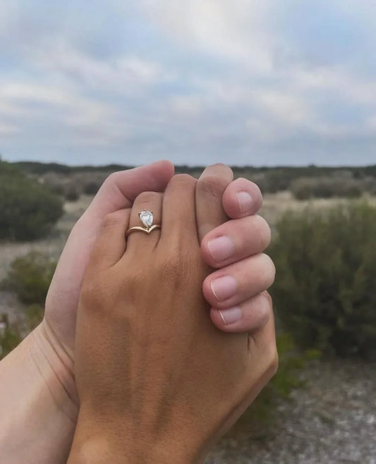 Minimalist pear lab grown diamond engagement ring, four claw solitaire ring, bridal jewelry for women, wedding and anniversary gift