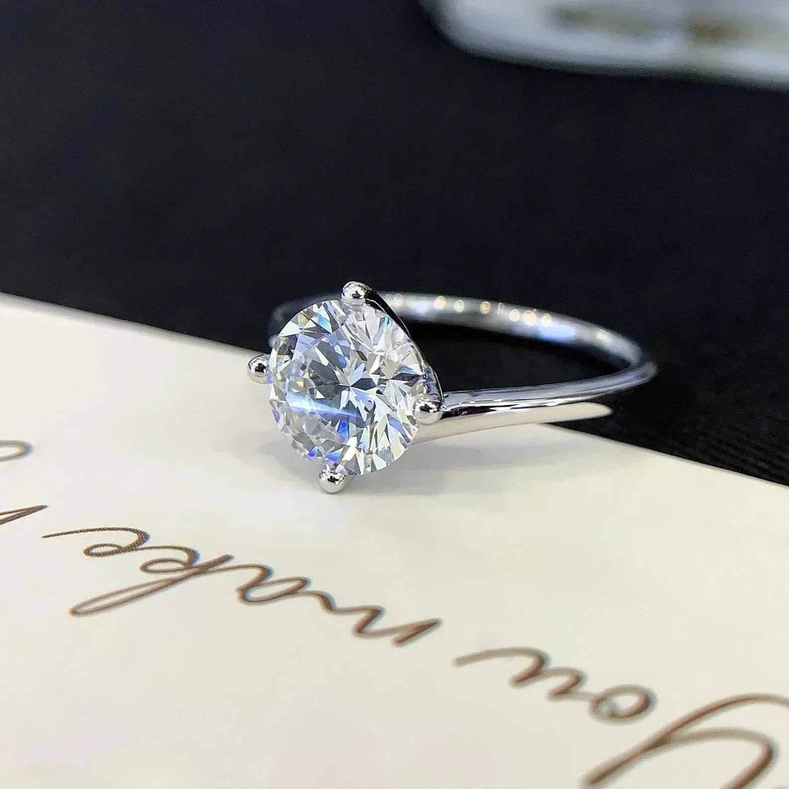 Round solitaire lab grown diamond engagement ring, bypass setting, IGI certified wedding jewelry, elegant bridal ring for her