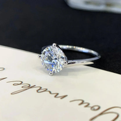 Round solitaire lab grown diamond engagement ring, bypass setting, IGI certified wedding jewelry, elegant bridal ring for her
