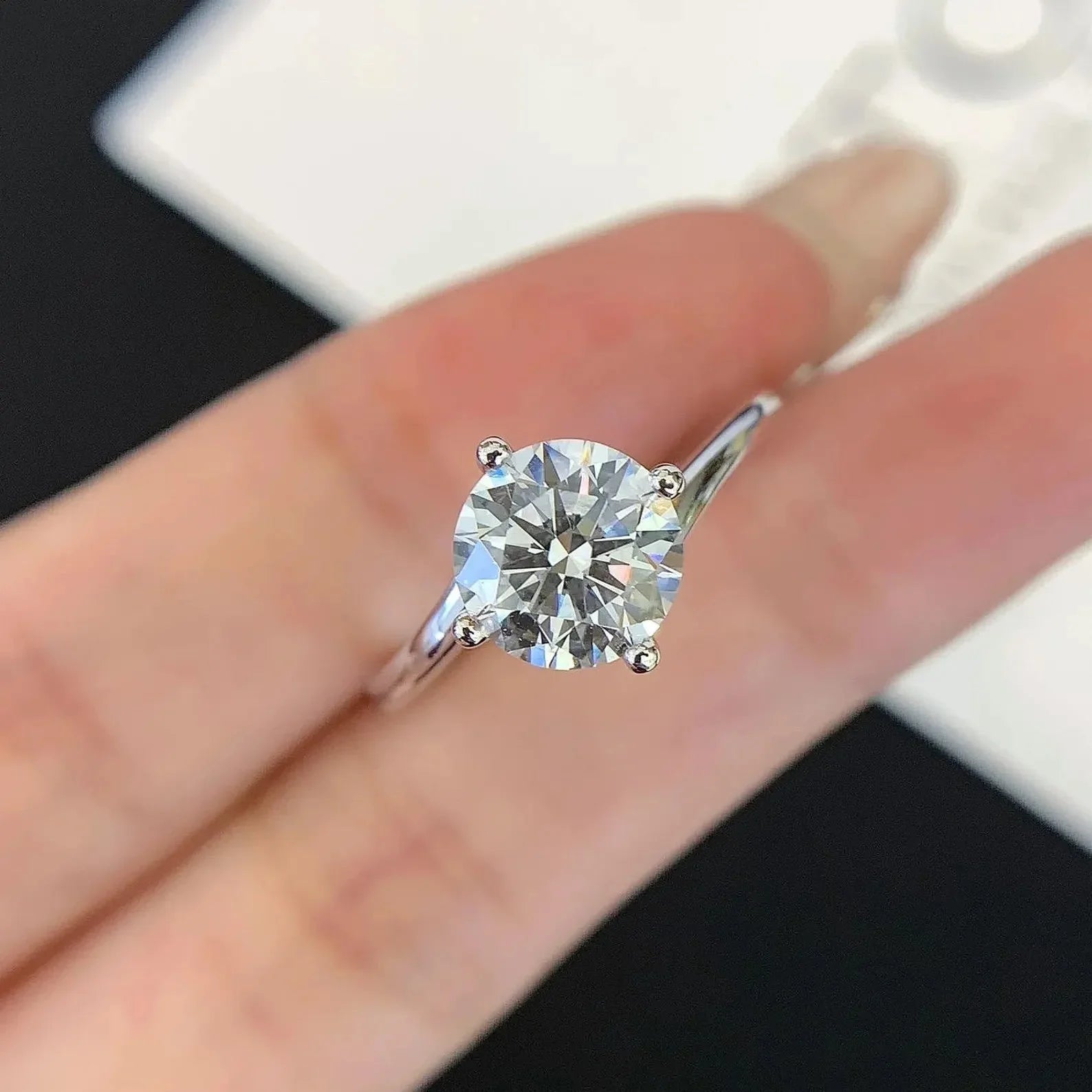 Round cut lab created diamond ring, bypass engagement ring, IGI certified bridal jewelry, elegant wedding ring, anniversary gift for her