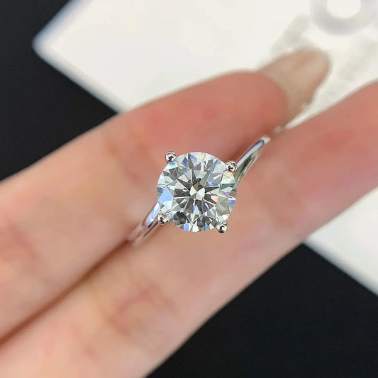 Round cut lab created diamond ring, bypass engagement ring, IGI certified bridal jewelry, elegant wedding ring, anniversary gift for her