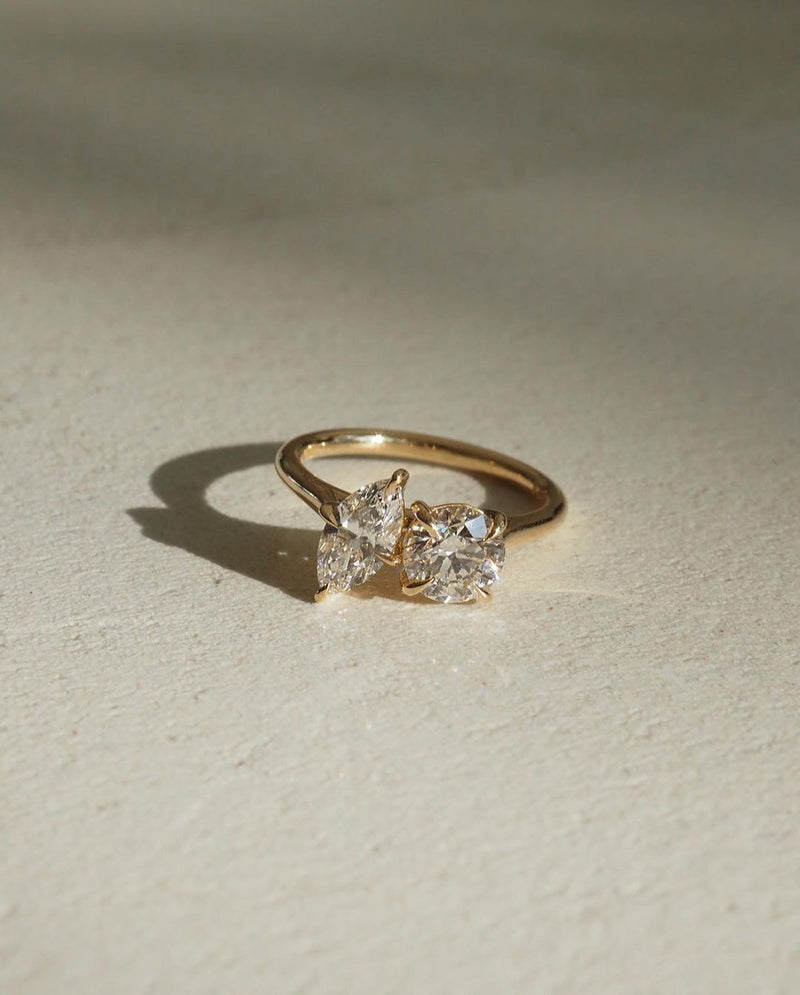 2tcw Round & Marquise Cut Toi t Moi Lab Grown Diamond Ring Classic Minimalist Engagement Ring and wedding gift or promise Gift her/women