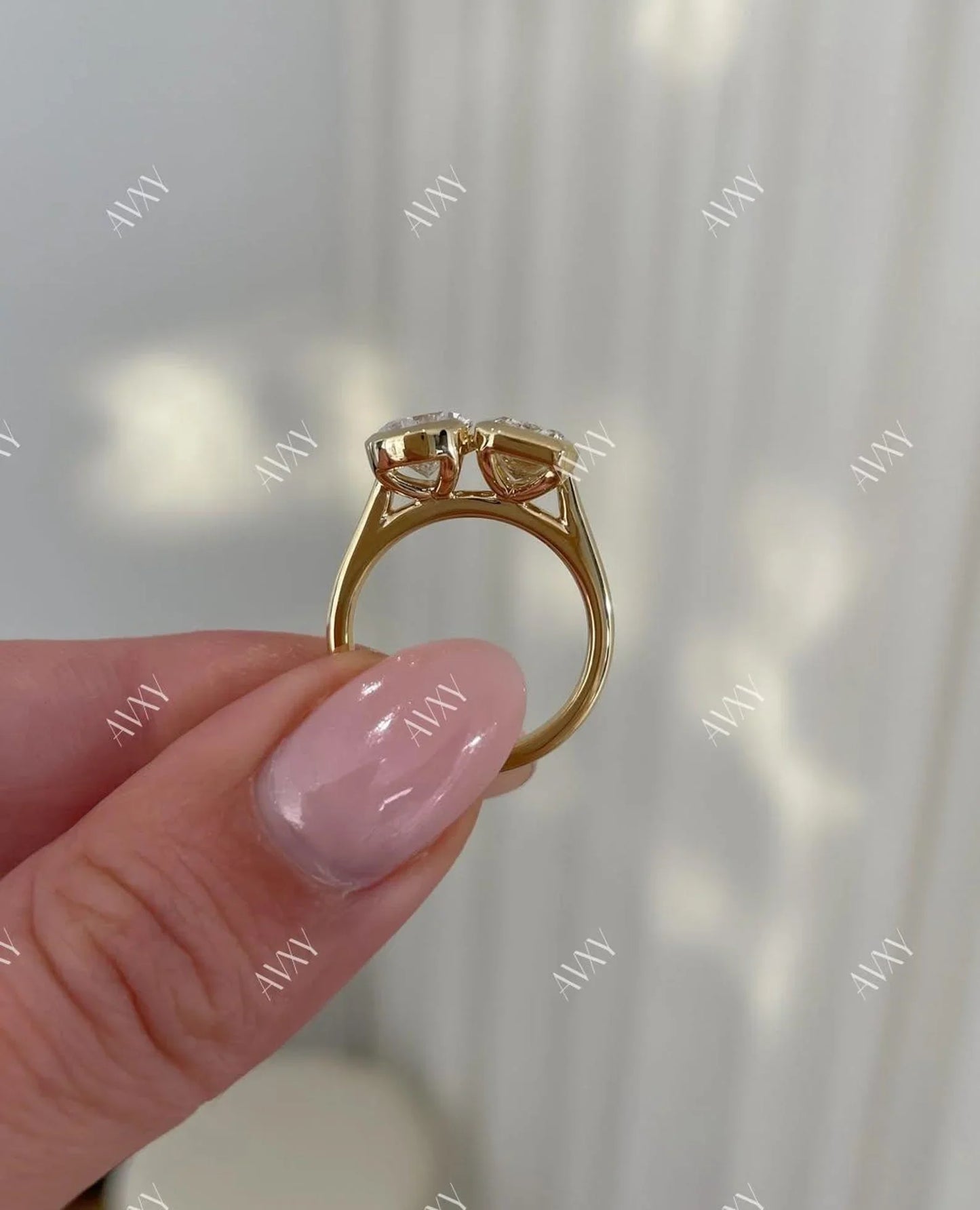 3.0 TCW Pear and Emerald Lab Grown Diamond Engagement Ring | Toi Et Moi Ring | IGI Certified 
