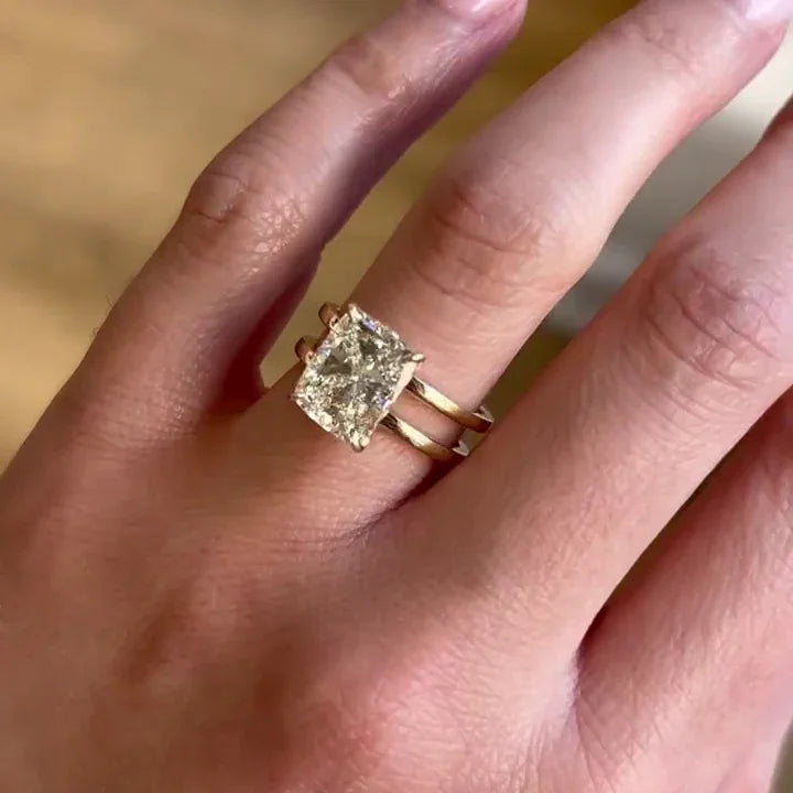 3.00 CT Cushion Lab Grown Diamond Engagement Ring | Double Band Ring | IGI Certified 