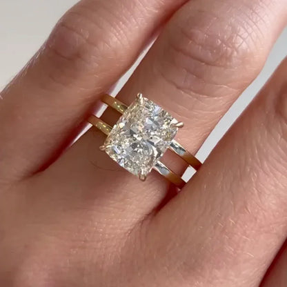 3.00 CT Cushion Lab Grown Diamond Engagement Ring | Double Band Ring | IGI Certified 