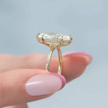 3.00 CT Marquise Cut Lab Grown Diamond Engagement Solitaire Ring | Hidden Halo | IGI Certified 