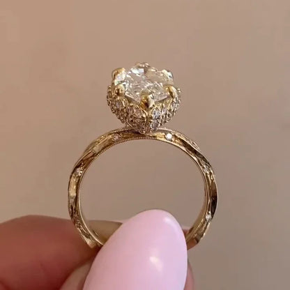 3.00 TCW Marquise Lab Grown Diamond Engagement Ring | Designer Side Stone Ring | IGI Certified 