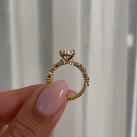 Pear shape 3.00 TCW lab grown diamond ring, accent stone engagement ring, IGI certified bridal jewelry, elegant wedding ring design for women