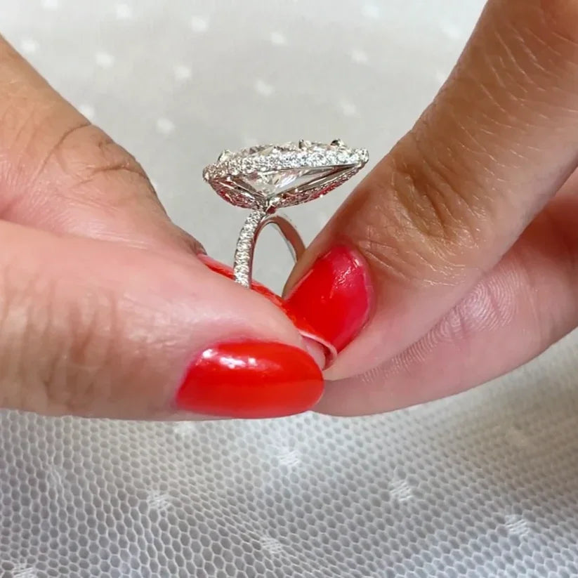 3.00 TCW Pear Lab Grown Diamond Engagement Ring | Classic Halo Ring | IGI Certified 