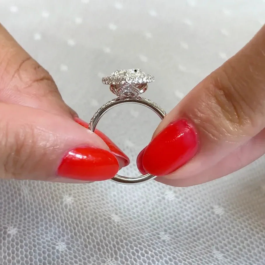 3.00 TCW Pear Lab Grown Diamond Engagement Ring | Classic Halo Ring | IGI Certified 