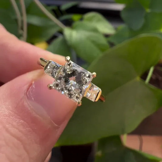 Princess cut 3.00 TCW lab grown diamond three stone ring, IGI certified engagement ring, elegant bridal jewelry, wedding ring gift for her
